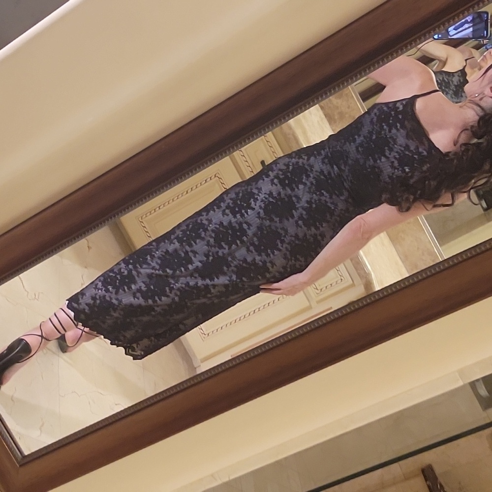 Hugo Buscati Elegant Black Lace Midi Dress, XS - Picture 10 of 16